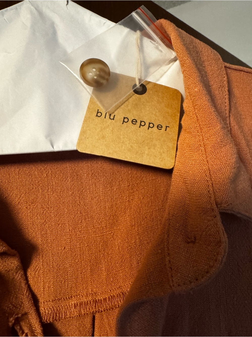 Blu Pepper Button-Front Midi Dress in Burnt Orange - Picture 2 of 4